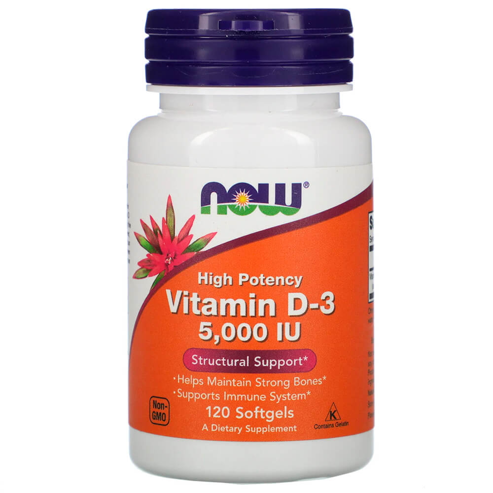 NOW Вітаміни Vitamin D-3, 5 000 IU 120 softgels