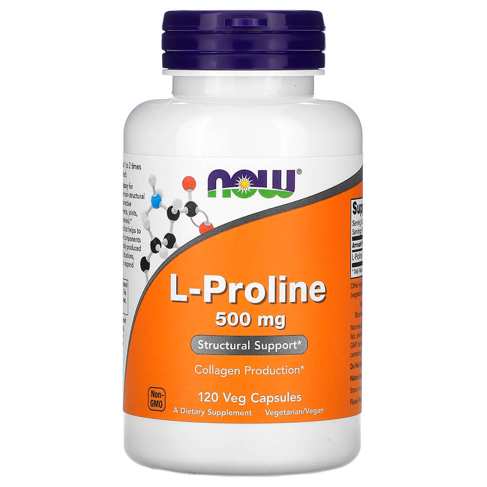 NOW Амінокислоти L-Proline 500 mg 120 caps