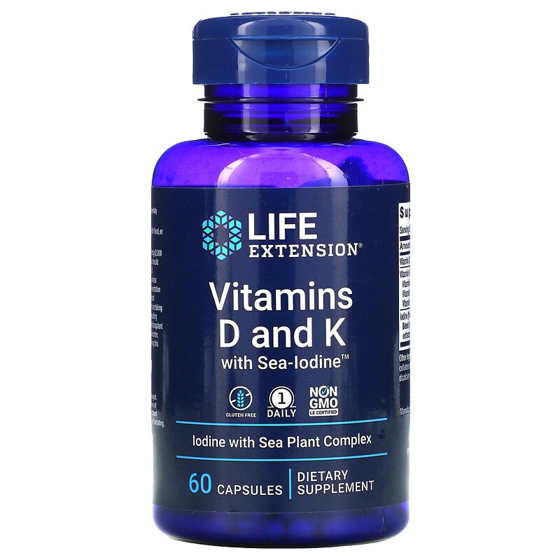 LIFE EXTENSION Vitamins D and K with Sea Iodine 60 caps