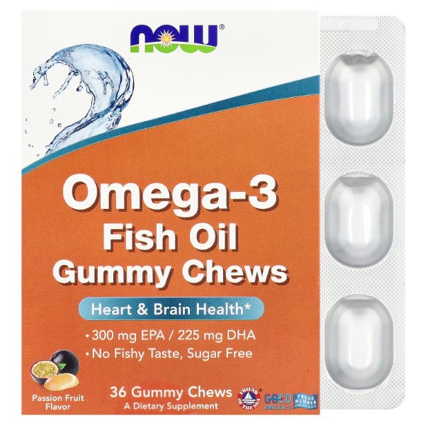 NOW Серце Omega-3 525 mg Passion fruit flav 36 gummy chews