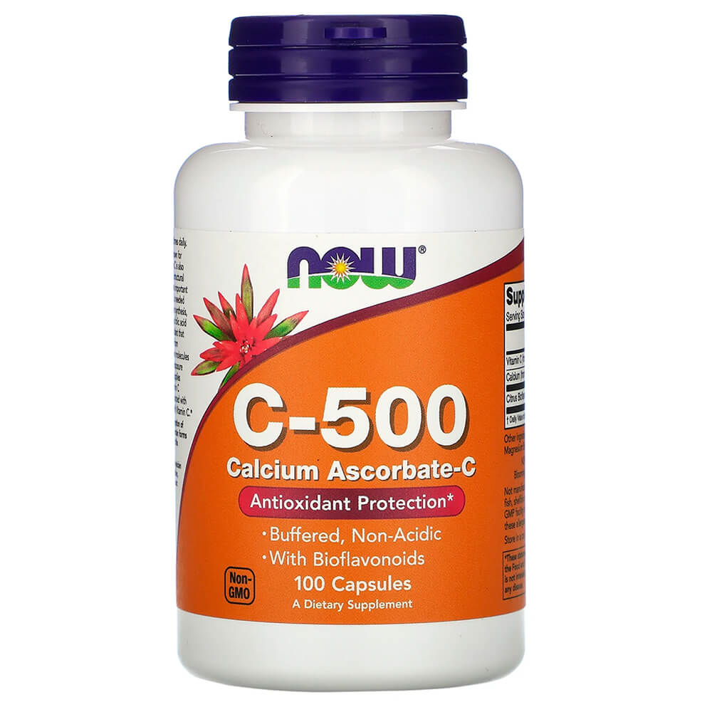 NOW Вітаміни, імунітет C-500 Calcium Ascorbate-C, 100 caps
