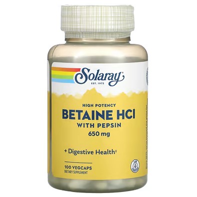 Solaray Здоров'я шлунка Betaine HCL pepsin 650 mg 100 caps