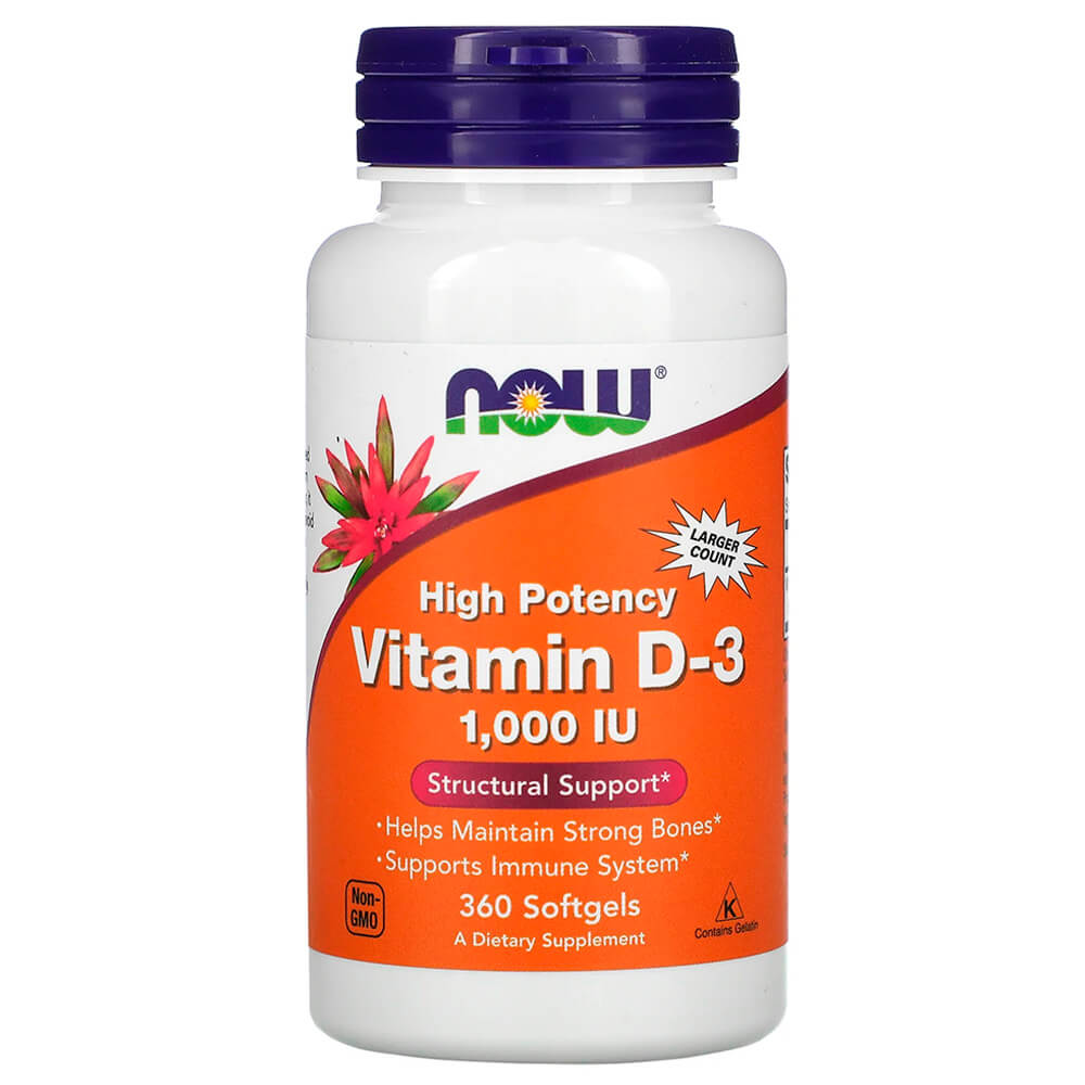 NOW Вітаміни Vitamin D-3, 1 000 IU 360 softgels