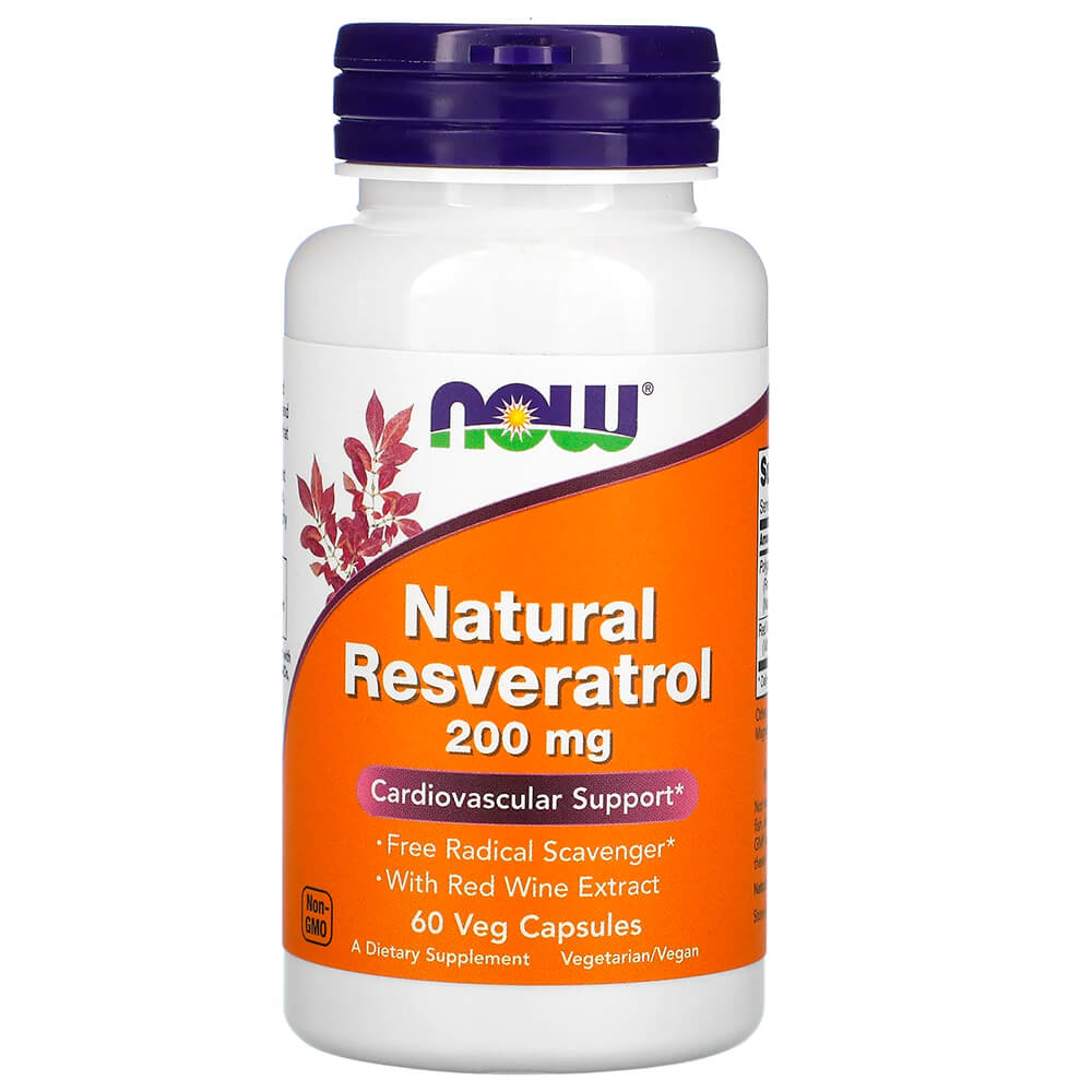 NOW Кардіопротектор Natural Resveratrol 200 mg 60 vcaps
