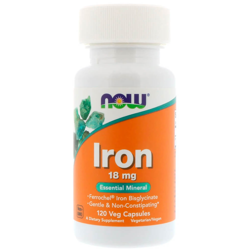NOW Мінерали Iron, 18 mg, 120 Veg Capsules