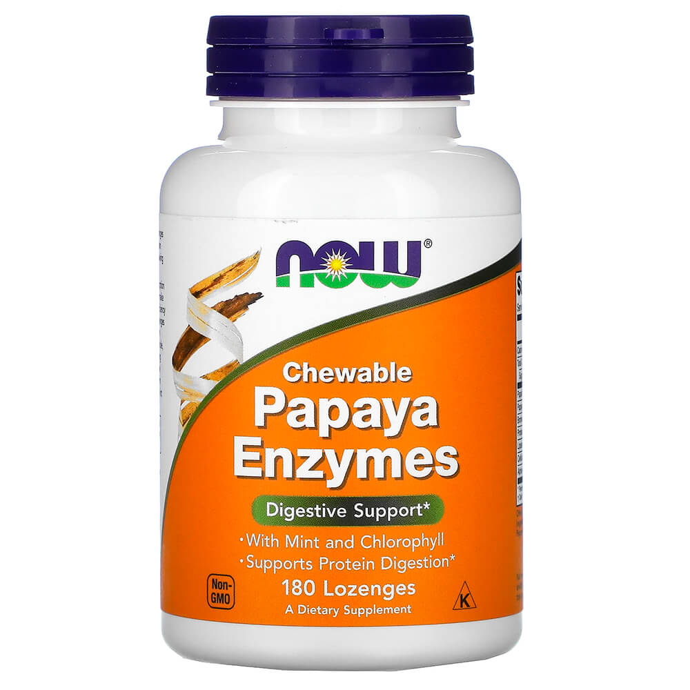 NOW Ферменти, ензими Papaya Enzymes 180 lozenges