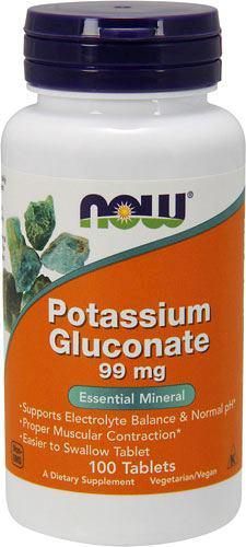 NOW Мінерали Potassium Gluconate, 99 mg, 100  tabs