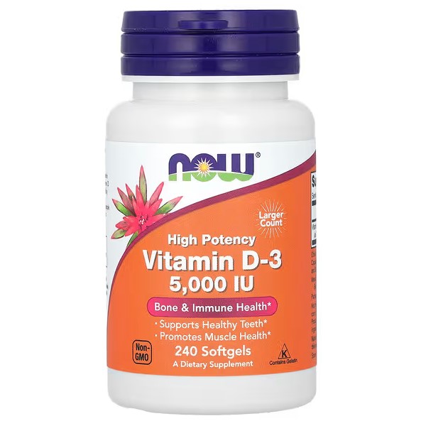 NOW Вітаміни Vitamin D-3, 5 000 IU 240 softgels