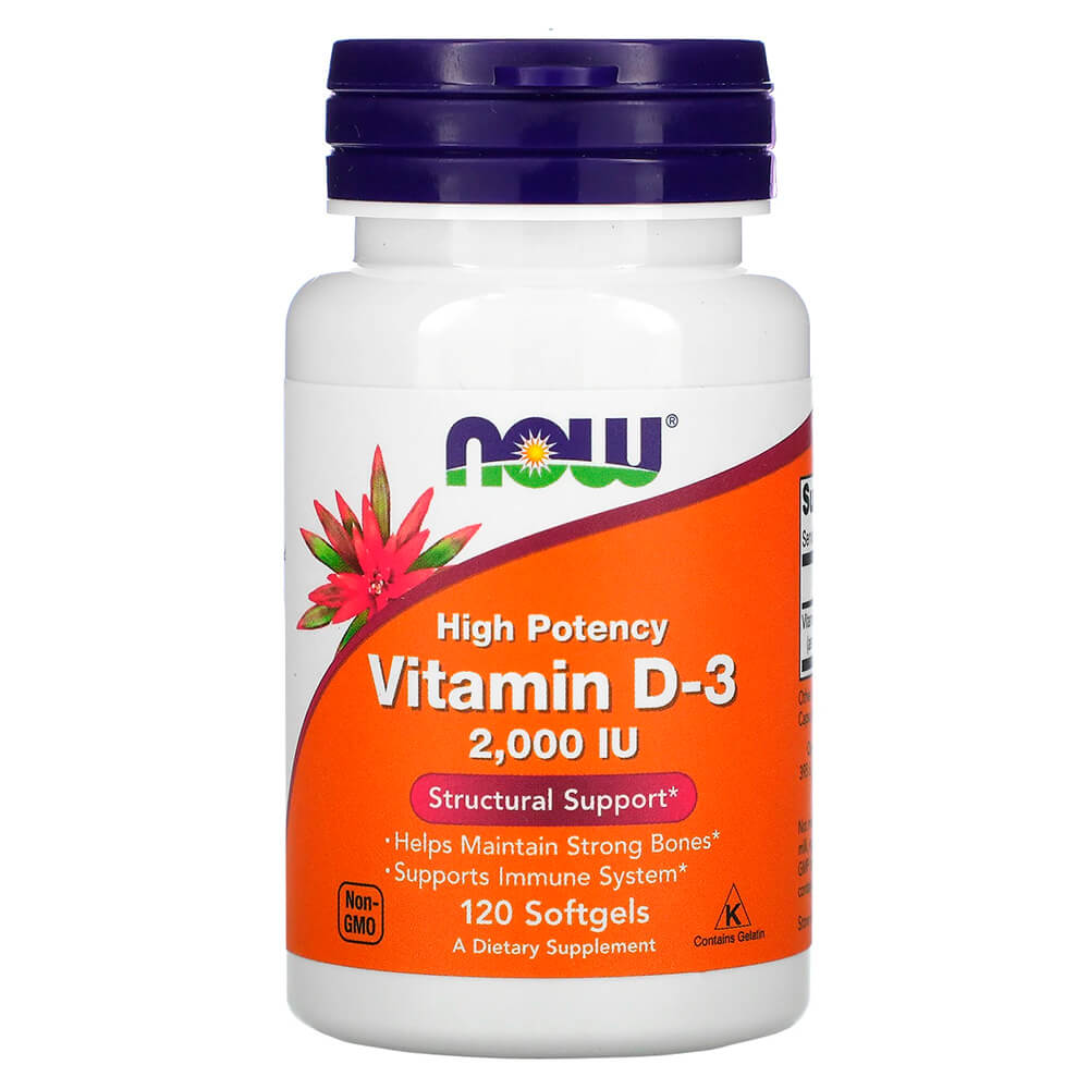 NOW Вітаміни Vitamin D-3, 2 000 IU 120 softgels